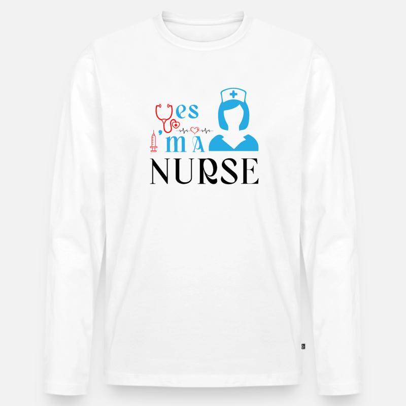 Ja, ich bin eine Krankenschwester - Männer Premium Bio Langarmshirt - Weiß