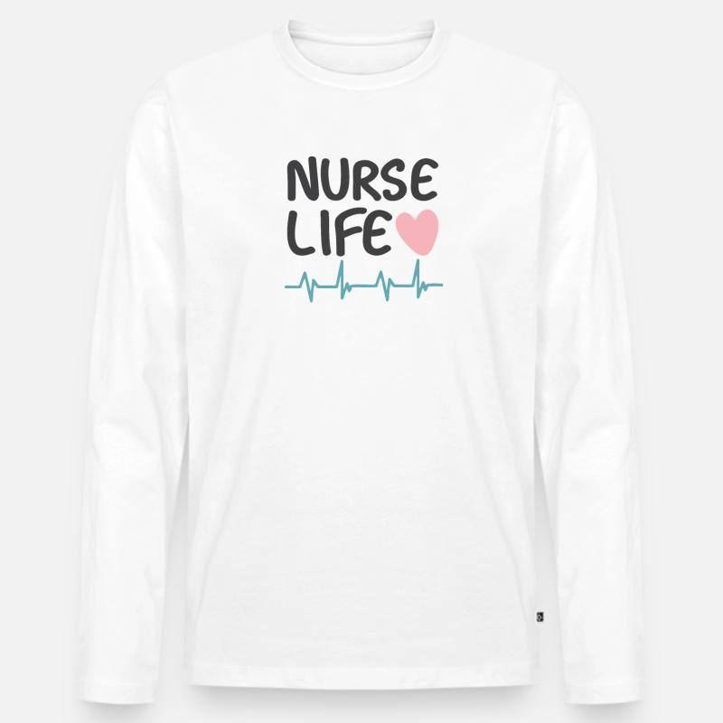 Krankenschwester Leben - Männer Premium Bio Langarmshirt - Weiß