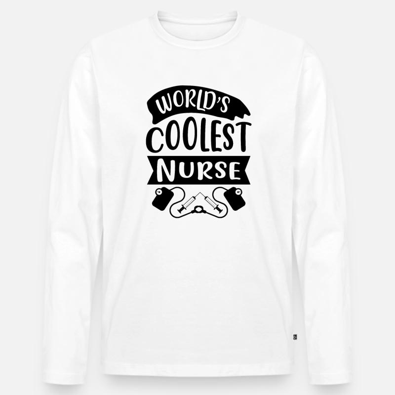 Worlds Coolest Nurse - Männer Premium Bio Langarmshirt - Weiß