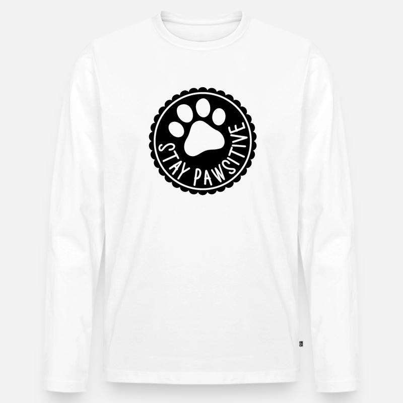 Bleib Pawsitive - Männer Premium Bio Langarmshirt - Weiß