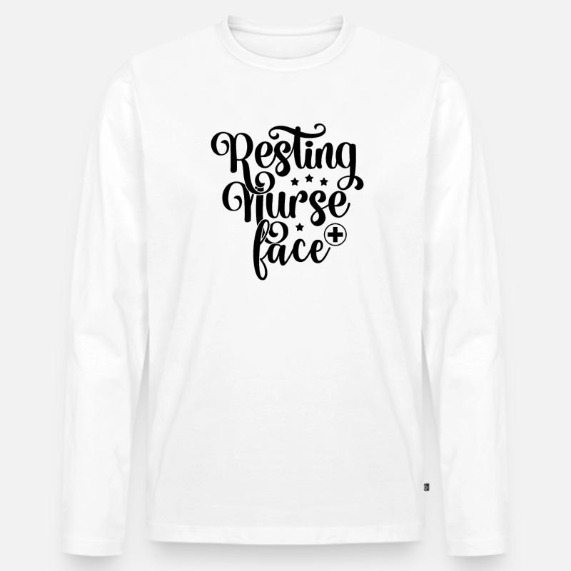 Resting Nurse Face - Männer Premium Bio Langarmshirt - Weiß