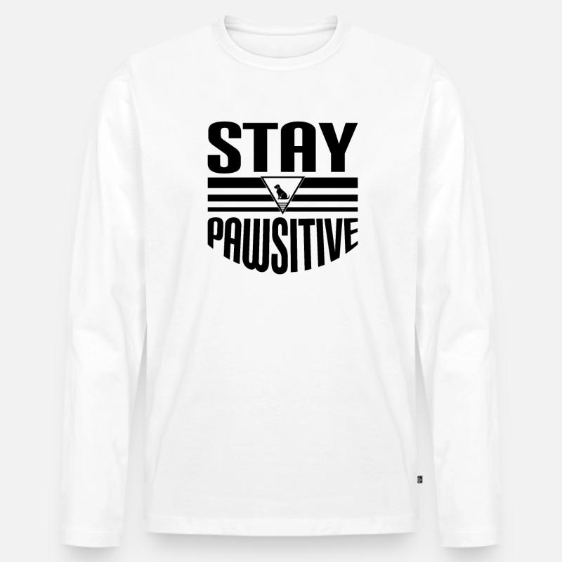 Bleib Pawsitive - Männer Premium Bio Langarmshirt - Weiß