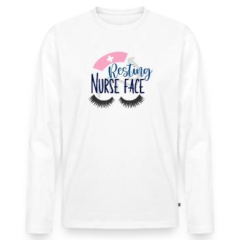 Resting Nurse Face - Men's Premium Organic Long Sleeve Shirt - white - Front - Nico (187cm)
