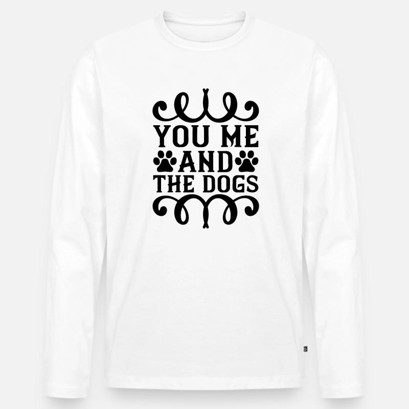 Du ich & der Hund - Männer Premium Bio Langarmshirt - Weiß