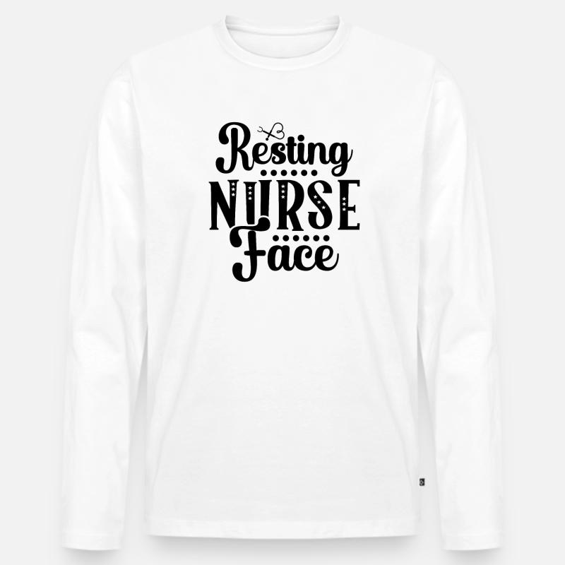 Resting nurse face - Männer Premium Bio Langarmshirt - Weiß