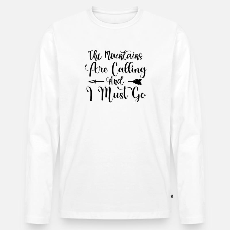 Die Berge rufen Wandershirt - Männer Premium Bio Langarmshirt - Weiß