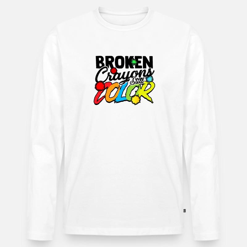 Zerbrochene Buntstifte noch Farbe - Positivität ADHS Hoffnung - Männer Premium Bio Langarmshirt - Weiß