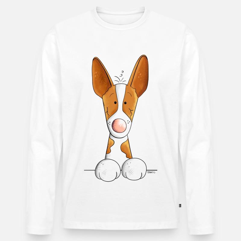 Neugieriger Podenco - Männer Premium Bio Langarmshirt - Weiß