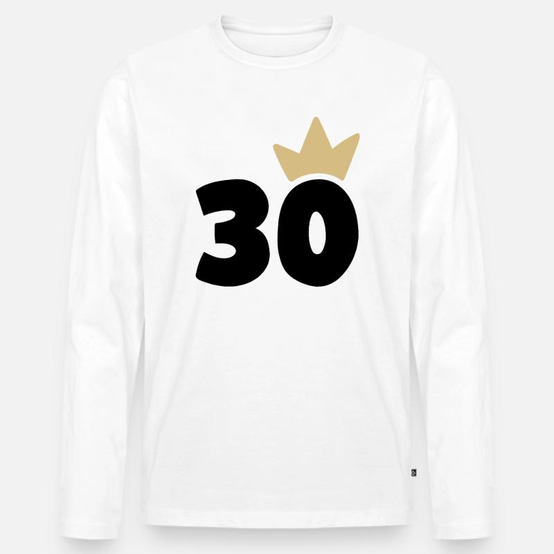 30 Krone Nummer 30 - Männer Premium Bio Langarmshirt - Weiß