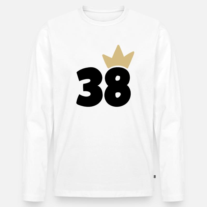 38 Krone Nummer 38 - Männer Premium Bio Langarmshirt - Weiß