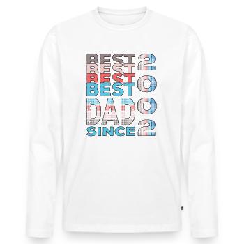 Meilleur papa du monde depuis 2002 Fête des Pères - T-shirt manches longues Premium bio Homme - blanc - Devant - Nico (187cm)