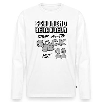 Geburtstag 22 Schonend behandeln Alter Sack ist - Männer Premium Bio Langarmshirt - Weiß - Vorne - Nico (187cm)