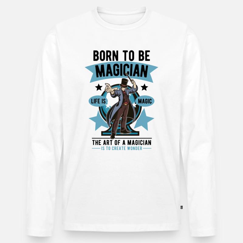 Zauberer - Männer Premium Bio Langarmshirt - Weiß