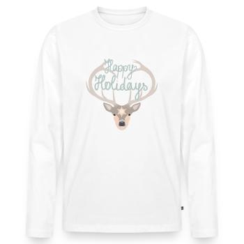 Joyeuses Fêtes Cerf ! T-shirt cadeau de Noël - T-shirt manches longues Premium bio Homme - blanc - Devant - Nico (187cm)