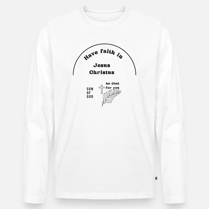 Glaube an Jesus - Männer Premium Bio Langarmshirt - Weiß