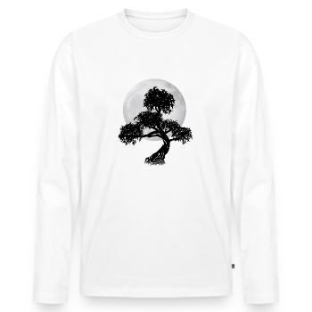 Mond Bonsai - Männer Premium Bio Langarmshirt - Weiß - Vorne - Nico (187cm)