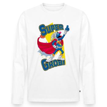 Rue Sésame Super Grover Grobi Superhéros - T-shirt manches longues Premium bio Homme - blanc - Devant - Nico (187cm)