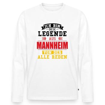 Stadt Mannheim Deutschland Legende Spruch - Männer Premium Bio Langarmshirt - Weiß - Vorne - Nico (187cm)