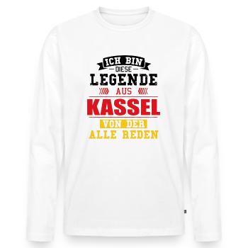 Stadt Kassel Deutschland Legende Spruch - Männer Premium Bio Langarmshirt - Weiß - Vorne - Nico (187cm)