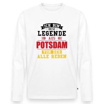 Stadt Potsdam Deutschland Legende Spruch - Männer Premium Bio Langarmshirt - Weiß - Vorne - Nico (187cm)