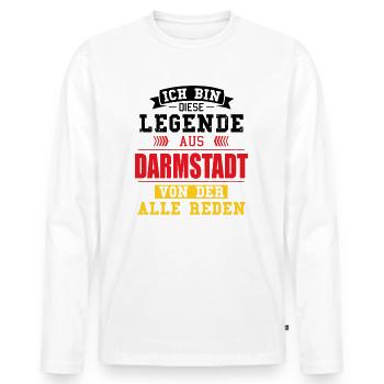 Stadt Darmstadt Deutschland Legende Spruch - Männer Premium Bio Langarmshirt - Weiß - Vorne - Nico (187cm)
