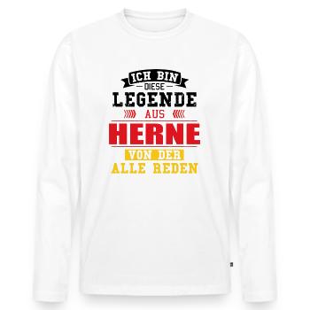 Stadt Herne Deutschland Legende Spruch - Männer Premium Bio Langarmshirt - Weiß - Vorne - Nico (187cm)