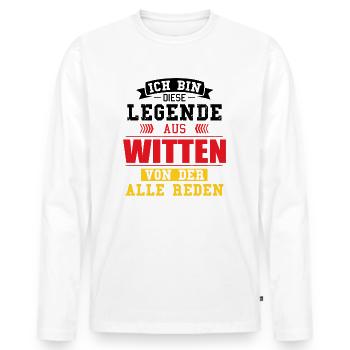 Stadt Witten Deutschland Legende Spruch - Männer Premium Bio Langarmshirt - Weiß - Vorne - Nico (187cm)