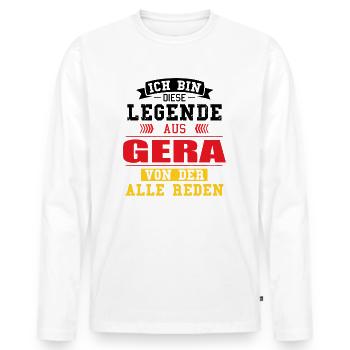 Stadt Gera Deutschland Legende Spruch - Männer Premium Bio Langarmshirt - Weiß - Vorne - Nico (187cm)