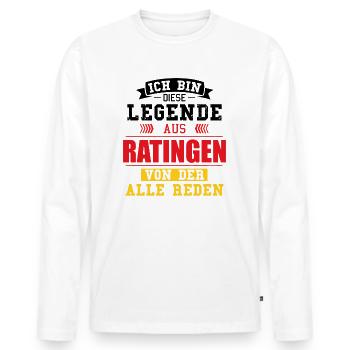 Stadt Ratingen Deutschland Legende Spruch - Männer Premium Bio Langarmshirt - Weiß - Vorne - Nico (187cm)