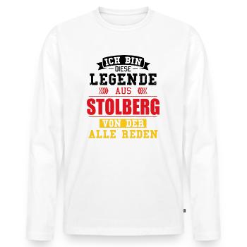 Stadt Stolberg Deutschland Legende Spruch - Männer Premium Bio Langarmshirt - Weiß - Vorne - Nico (187cm)