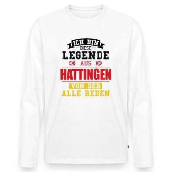 Stadt Hattingen Deutschland Legende Spruch - Männer Premium Bio Langarmshirt - Weiß - Vorne - Nico (187cm)