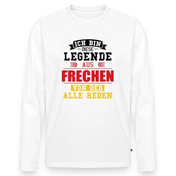 Stadt Frechen Deutschland Legende Spruch - Männer Premium Bio Langarmshirt - Weiß - Vorne - Nico (187cm)