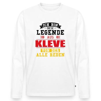Stadt Kleve Deutschland Legende Spruch - Männer Premium Bio Langarmshirt - Weiß - Vorne - Nico (187cm)
