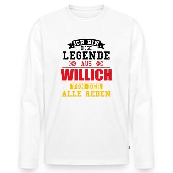Stadt Willich Deutschland Legende Spruch - Männer Premium Bio Langarmshirt - Weiß - Vorne - Nico (187cm)