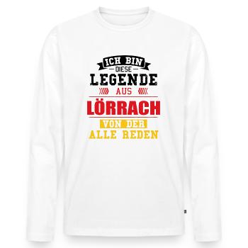Stadt Lörrach Deutschland Legende Spruch - Männer Premium Bio Langarmshirt - Weiß - Vorne - Nico (187cm)