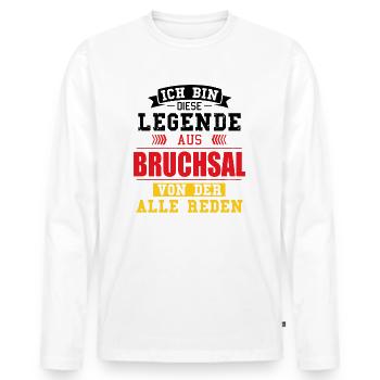 Stadt Bruchsal Deutschland Legende Spruch - Männer Premium Bio Langarmshirt - Weiß - Vorne - Nico (187cm)