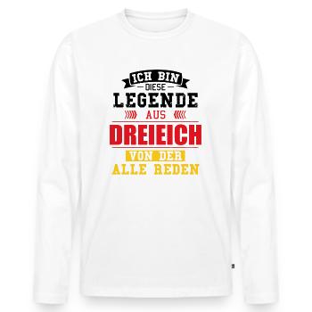 Stadt Dreieich Deutschland Legende Spruch - Männer Premium Bio Langarmshirt - Weiß - Vorne - Nico (187cm)