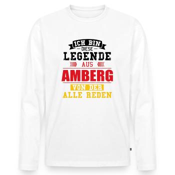 Stadt Amberg Deutschland Legende Spruch - Männer Premium Bio Langarmshirt - Weiß - Vorne - Nico (187cm)