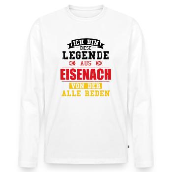 Stadt Eisenach Deutschland Legende Spruch - Männer Premium Bio Langarmshirt - Weiß - Vorne - Nico (187cm)
