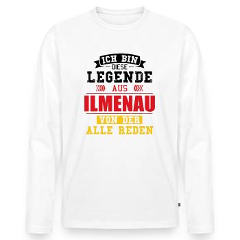 Stadt Ilmenau Deutschland Legende Spruch - Männer Premium Bio Langarmshirt - Weiß - Vorne - Nico (187cm)