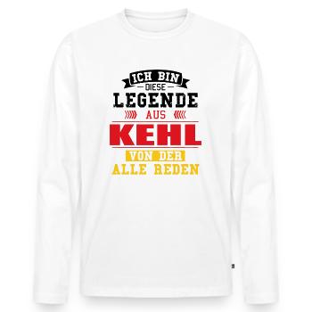Stadt Kehl Deutschland Legende Spruch - Männer Premium Bio Langarmshirt - Weiß - Vorne - Nico (187cm)