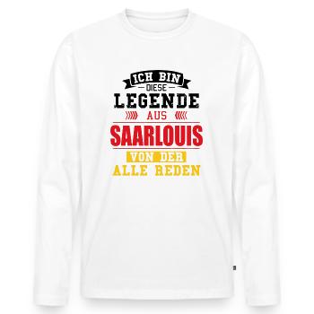 Stadt Saarlouis Deutschland Legende Spruch - Männer Premium Bio Langarmshirt - Weiß - Vorne - Nico (187cm)