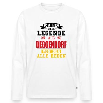 Stadt Deggendorf Deutschland Legende Spruch - Männer Premium Bio Langarmshirt - Weiß - Vorne - Nico (187cm)