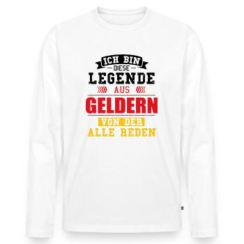 Stadt Geldern Deutschland Legende Spruch - Männer Premium Bio Langarmshirt - Weiß - Vorne - Nico (187cm)