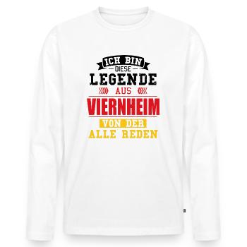 Stadt Viernheim Deutschland Legende Spruch - Männer Premium Bio Langarmshirt - Weiß - Vorne - Nico (187cm)