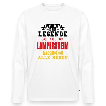 Stadt Lampertheim Deutschland Legende Spruch - Männer Premium Bio Langarmshirt - Weiß - Vorne - Nico (187cm)