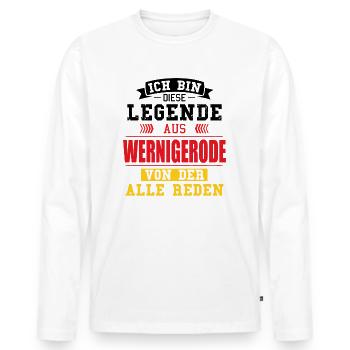 Stadt Wernigerode Deutschland Legende Spruch - Männer Premium Bio Langarmshirt - Weiß - Vorne - Nico (187cm)