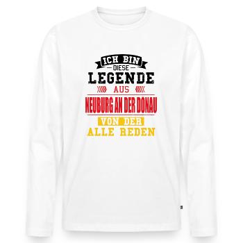 Stadt Neuburg an der Donau Deutschland Legende - Männer Premium Bio Langarmshirt - Weiß - Vorne - Nico (187cm)