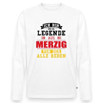 Stadt Merzig Deutschland Legende Spruch - Männer Premium Bio Langarmshirt - Weiß - Vorne - Nico (187cm)