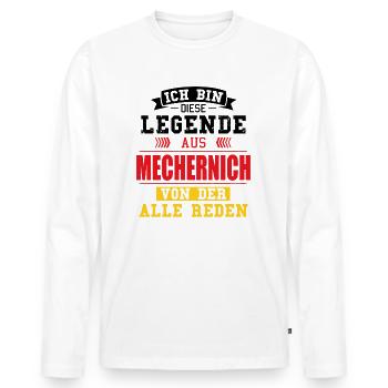 Stadt Mechernich Deutschland Legende Spruch - Männer Premium Bio Langarmshirt - Weiß - Vorne - Nico (187cm)